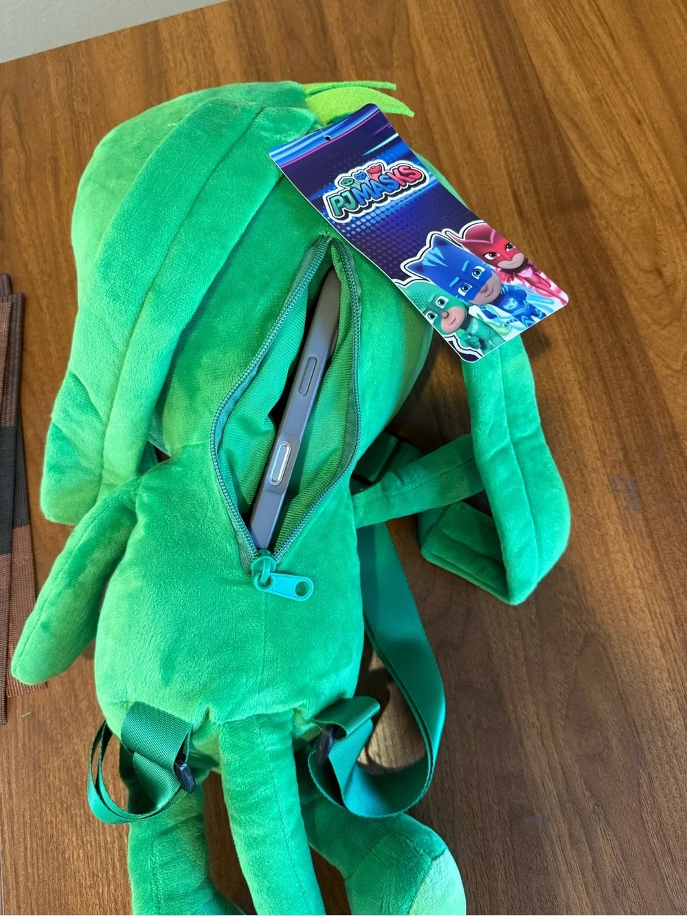 Green Plush Character Kids Backpack - Soft Plush Gekko Backpack